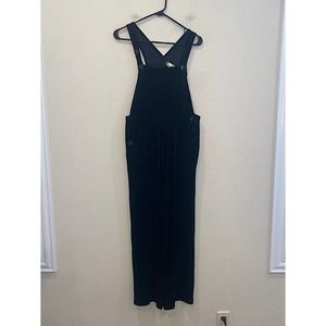 Loco Lindo Vintage Black Stretch Velour/Velvety Overalls Size Small